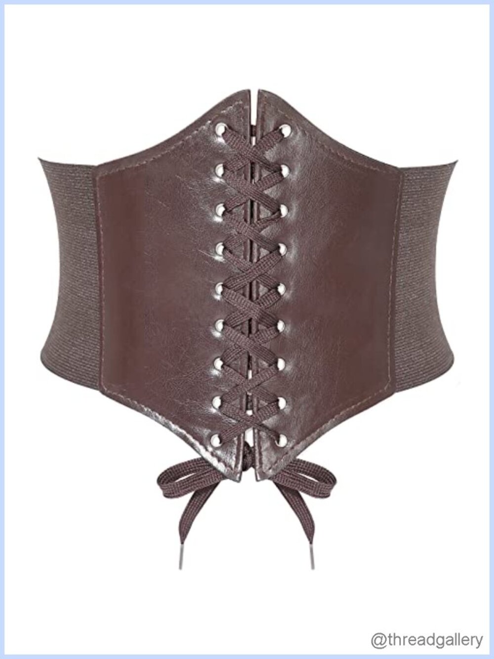 Elastic Cinch Corset Belt Lace-Up PU Leather Waspie for Dress